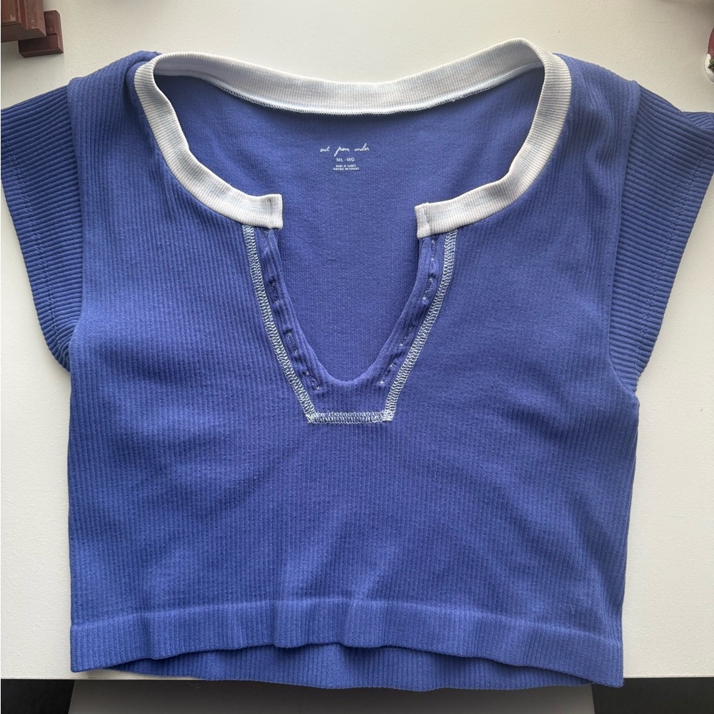 Urban Outfitters Out From Under Blue Ribbed “Go for Gold” Top Size M/L